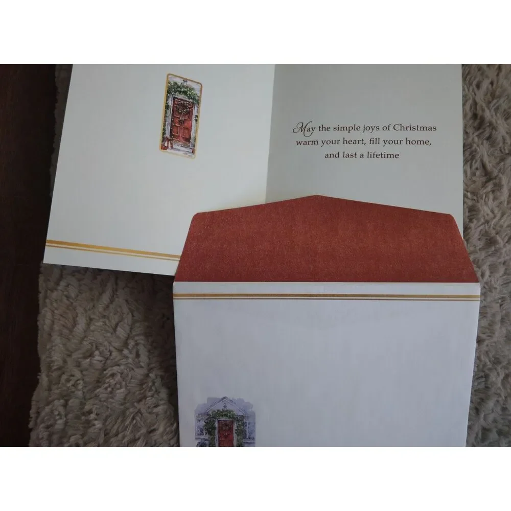 Lot of 5 Vintage Unique Festive Christmas Cards w/ Matching Envelope 5x7